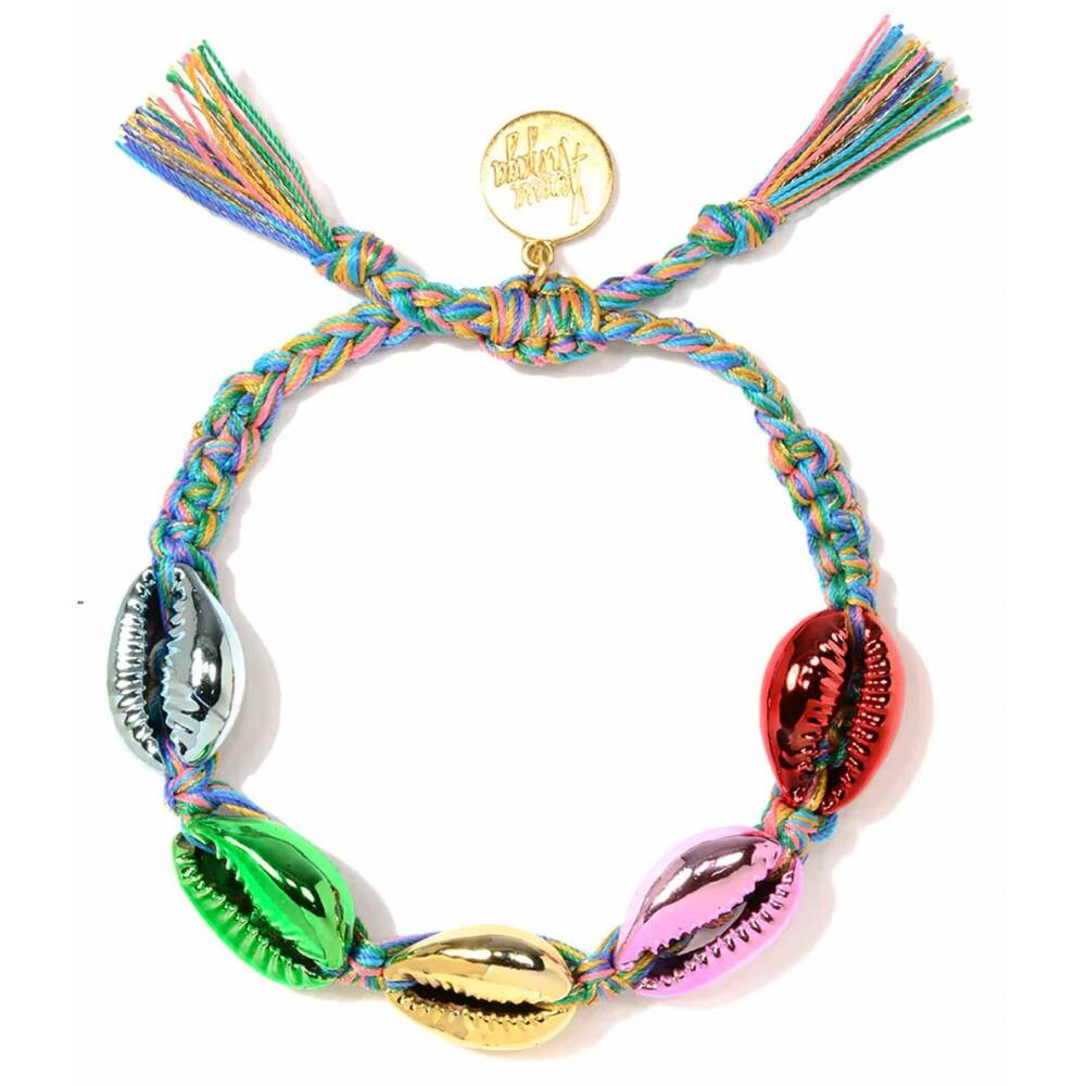 NEW VENESSA ARIZAGA women's adjustable shell bracelet in rainbow metallic